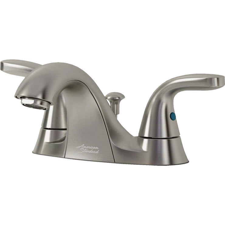 Image of American Standard Cadet Brushed Nickel 2-Handle Lever 4 In. Centerset Bathroom Faucet with Pop-Up