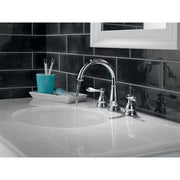 Image of Delta Windmere Chrome 2-Handle Lever 6 In. to 16 In. Widespread Bathroom Faucet and Push Pop-Up with Overflow