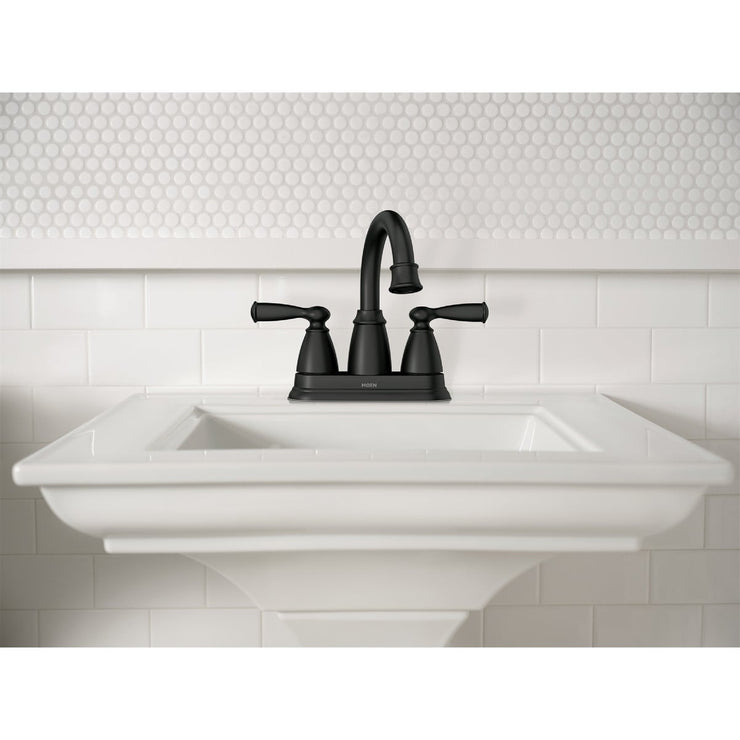 Image of Moen Banbury 2-Handle Lever High Arc Centerset Bathroom Faucet, Matte Black