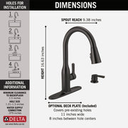 Image of Delta Marca 1-Handle Pull-Down Kitchen Faucet with Soap Dispenser, Matte Black