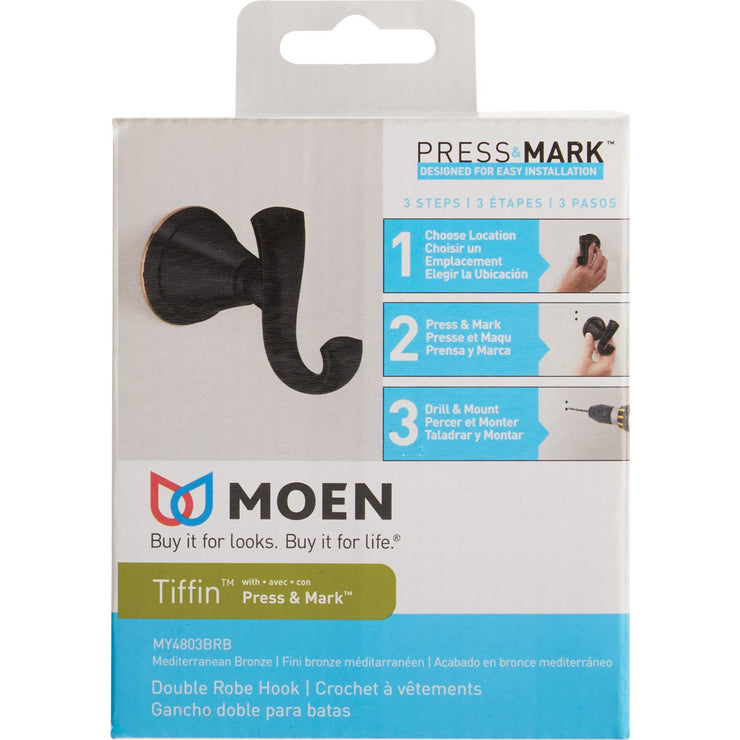 Image of Moen Tiffin Single Robe Hook, Mediterranean Bronze 