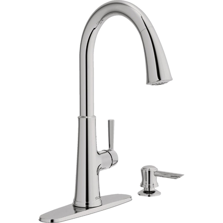 Image of American Standard Maven 1-Handle Lever Pull-Down Kitchen Faucet with Soap Dispenser, Chrome