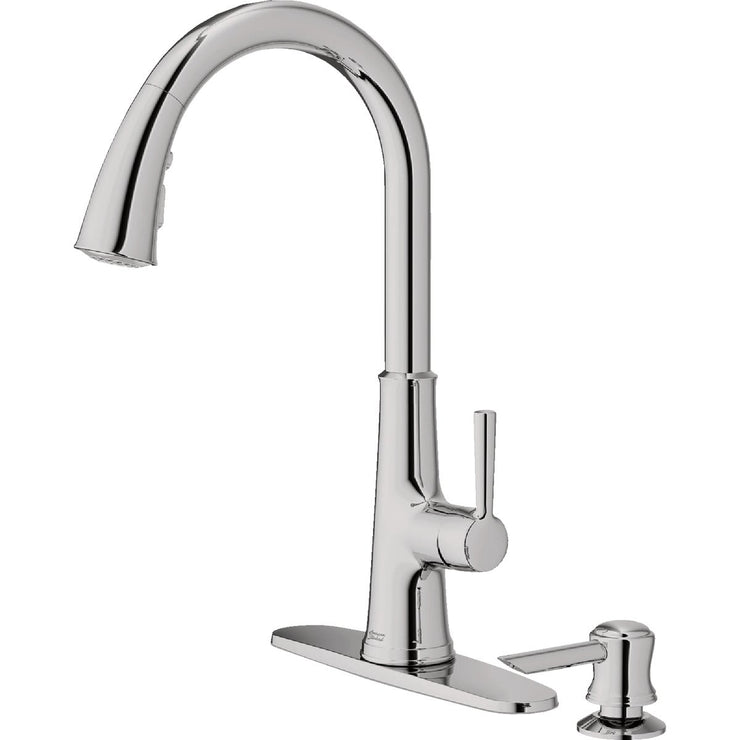 Image of American Standard Maven 1-Handle Lever Pull-Down Kitchen Faucet with Soap Dispenser, Chrome