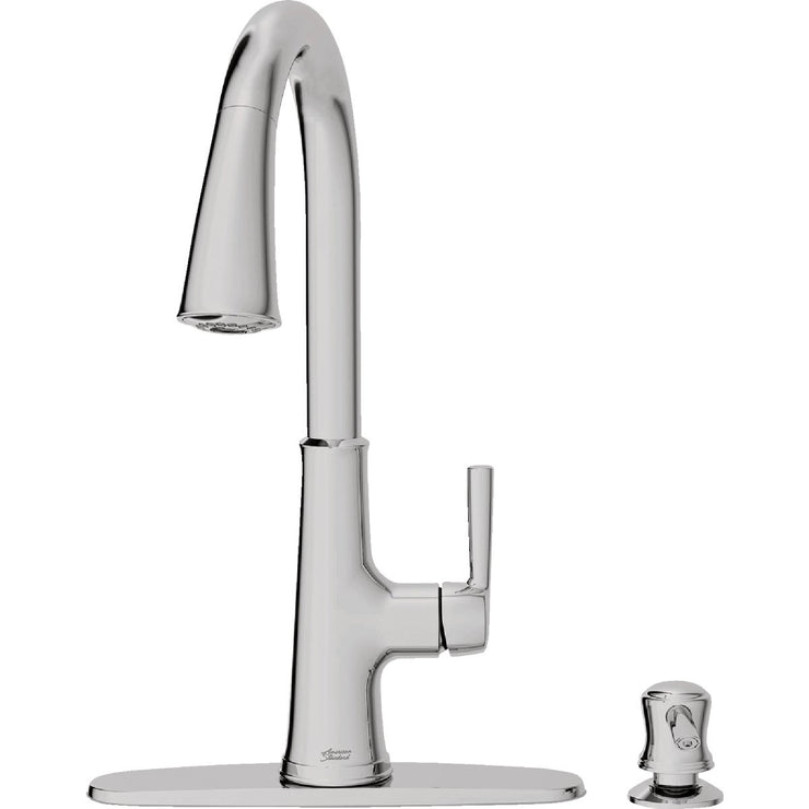 Image of American Standard Maven 1-Handle Lever Pull-Down Kitchen Faucet with Soap Dispenser, Chrome
