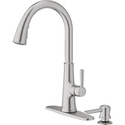 Image of American Standard Maven 1-Handle Lever Pull-Down Kitchen Faucet with Soap Dispenser, Stainless Steel