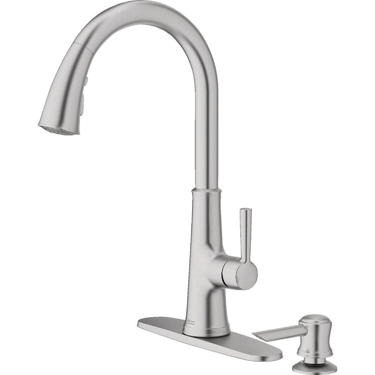 Image of American Standard Maven 1-Handle Lever Pull-Down Kitchen Faucet with Soap Dispenser, Stainless Steel