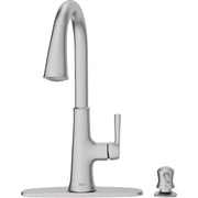 Image of American Standard Maven 1-Handle Lever Pull-Down Kitchen Faucet with Soap Dispenser, Stainless Steel
