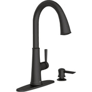 Image of American Standard Maven 1-Handle Lever Pull-Down Kitchen Faucet with Soap Dispenser, Matte Black