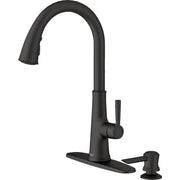 Image of American Standard Maven 1-Handle Lever Pull-Down Kitchen Faucet with Soap Dispenser, Matte Black