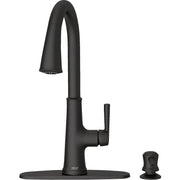 Image of American Standard Maven 1-Handle Lever Pull-Down Kitchen Faucet with Soap Dispenser, Matte Black