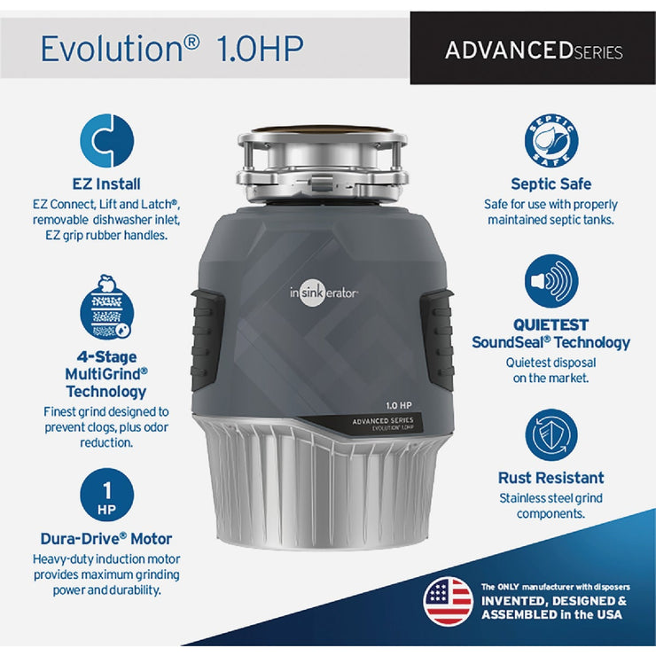 Image of Insinkerator Evolution 1 HP Garbage Disposer, 10 Year Warranty