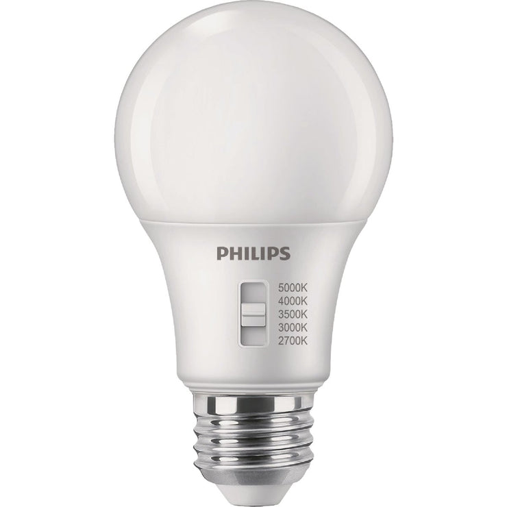 Image of Philips 60W Equivalent 5 CCT A19 Medium Dimmable LED Light Bulb (4-Pack)