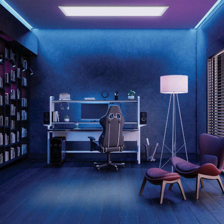 Image of Feit Electric Edge-Lit 1 Ft. W. x 4 Ft. L. White Dimmable 6-Way LED Flush Mount Light