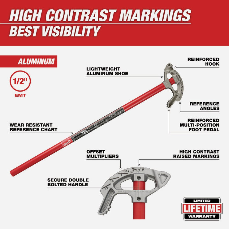 Image of Milwaukee 1/2 In. EMT Aluminum Conduit Bender