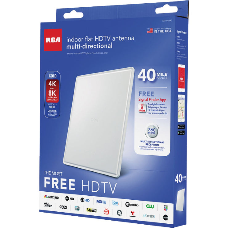 Image of RCA White 8.15 In. W. x 9.13 In. L. Flat Multi-Directional HDTV Indoor Antenna