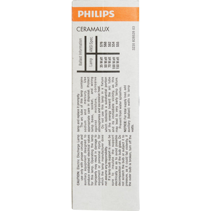 Image of Philips Ceramalux 70W Warm White BD17 Medium High-Pressure Sodium High-Intensity Light Bulb