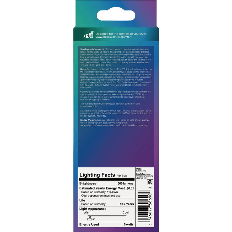 Image of Philips 60W Equivalent Soft White ST19 Dusk to Dawn LED Decorative Light Bulb