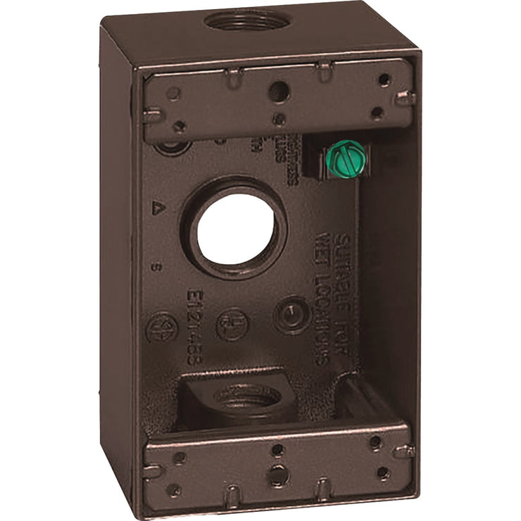 Image of Southwire Single Gang 1/2 In. 3-Hole Bronze Weatherproof Junction Box