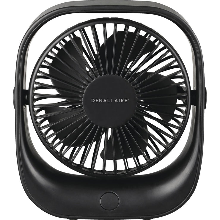 Image of Denali Aire 5 In. 3-Speed Black Rechargeable USB Table Fan