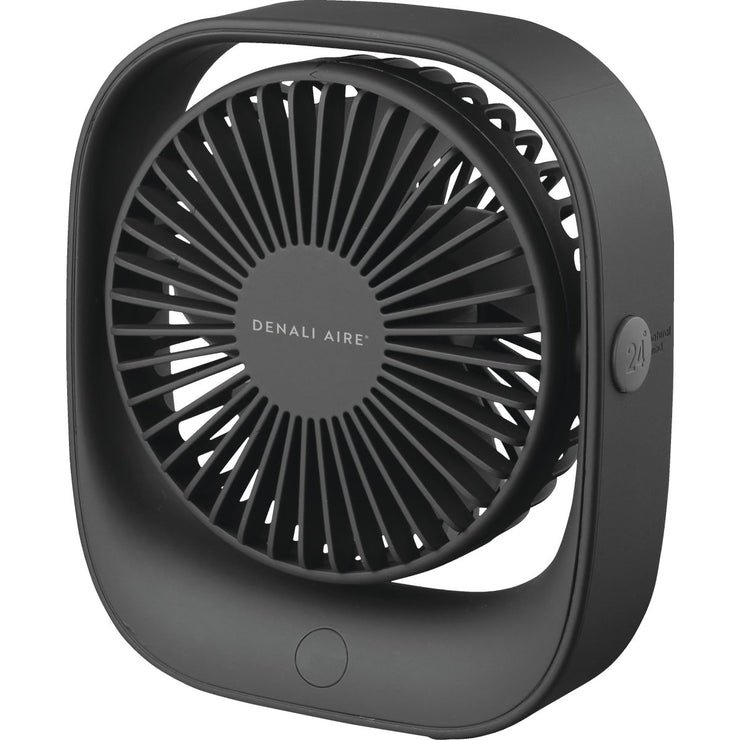 Image of Denali Aire 5 In. 3-Speed Black Rechargeable USB Table Fan