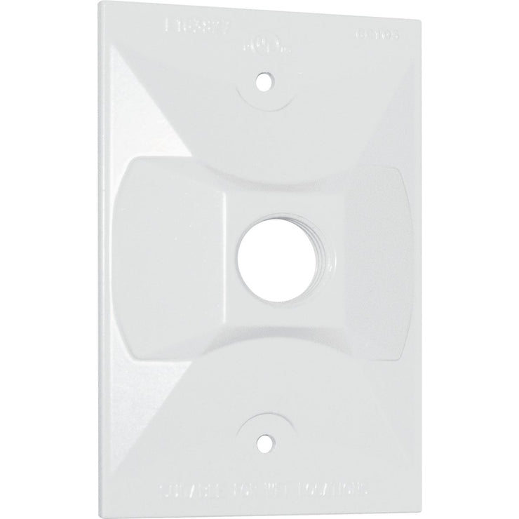 Image of Southwire Single Gang Weatherproof 1-Hole White Rectangular Cover