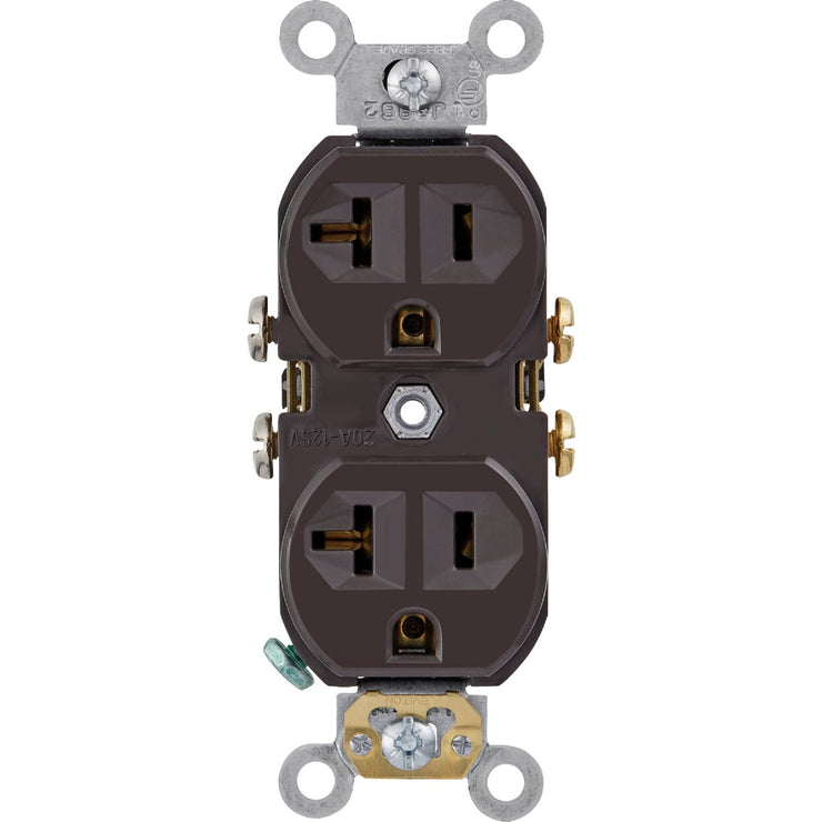 Image of Leviton 20A Brown Commercial Grade 5-20R Combination Side Back Wire Duplex Outlet