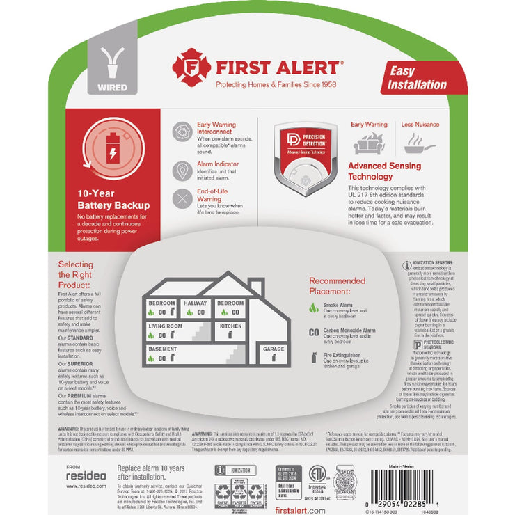 Image of First Alert 2-In-1 10-Year Locked Battery Backup Ionization AC/DC Smoke & Carbon Monoxide Alarm