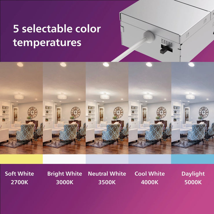 Image of Philips 6 In. White Canless Selectable CCT LED Recessed Light Kit