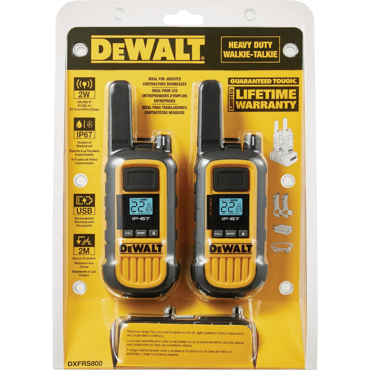 Image of DEWALT 22-Channel 2W Heavy-Duty Jobsite FRS Walkie Talkie