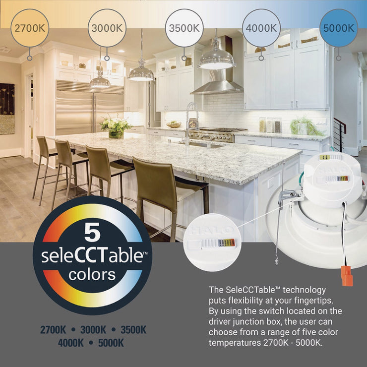 Image of Halo 5/6 In. Selectable CCT Integrated LED Recessed Light Trim, 600 Lm./1000 Lm.