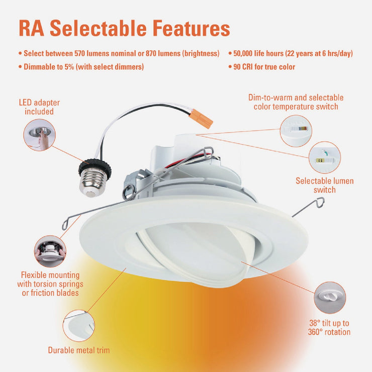 Image of Halo 5/6 In. Selectable CCT Integrated LED Recessed Light Trim, 600 Lm./1000 Lm.