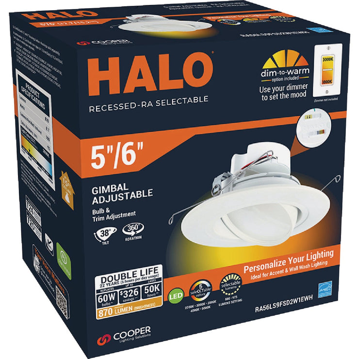Image of Halo 5/6 In. Selectable CCT Integrated LED Recessed Light Trim, 600 Lm./1000 Lm.