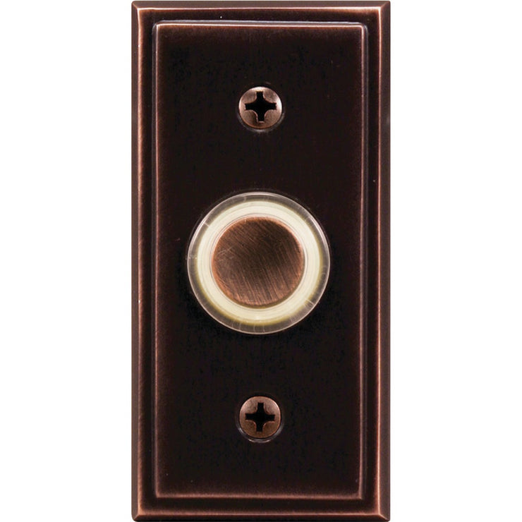 Image of Heath Zenith Wired Oil Rubbed Bronze Metal Body LED Lighted Doorbell Push-Button