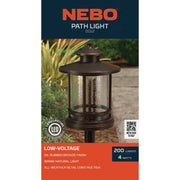 Image of Nebo LED Oil-Rubbed Bronze All-Weather Metal 200 Lm. Round Crackle Glass Path Light