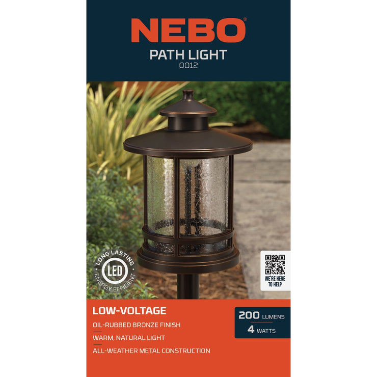 Image of Nebo LED Oil-Rubbed Bronze All-Weather Metal 200 Lm. Round Crackle Glass Path Light