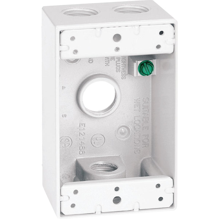 Image of Southwire Single Gang 1/2 In. 4-Hole White Weatherproof Junction Box
