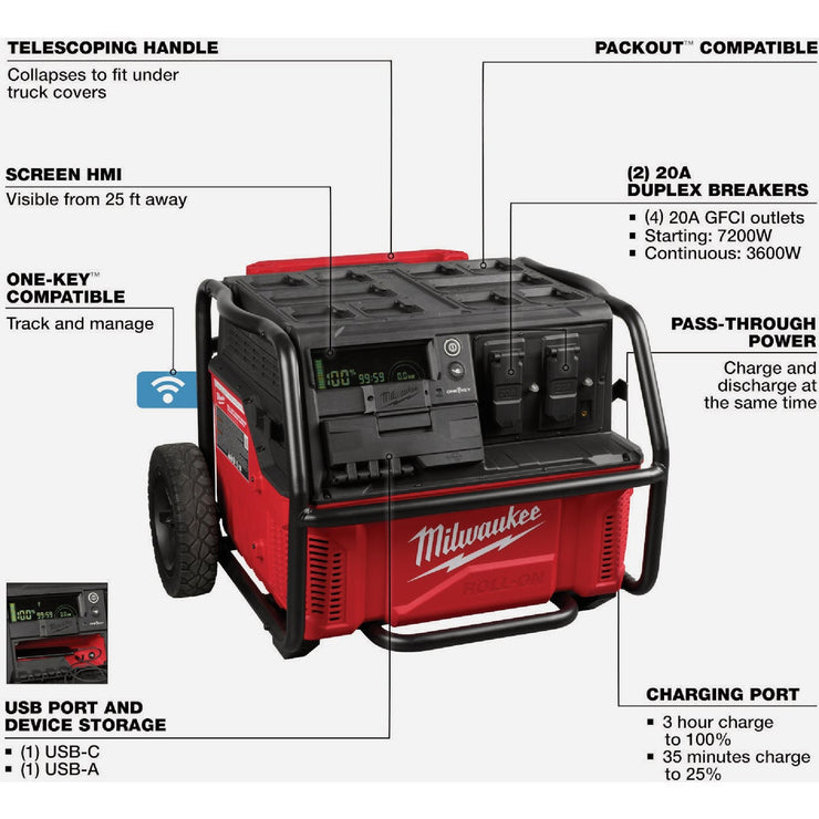 Image of Milwaukee ROLL-ON 7200W/3600W 2.5kWh Power Supply