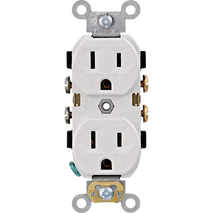 Image of Leviton 15A White Commercial Grade 5-15R Combination Side Back Wire Duplex Outlet
