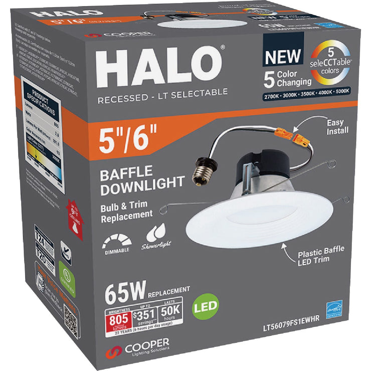 Image of Halo 5/6 In. 5CCT LED Retrofit Baffle Downlight