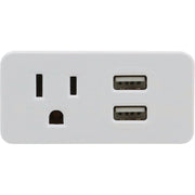 Image of Prime Wire & Cable White 15A 1-Outlet Wall Tap With 2 USB-A