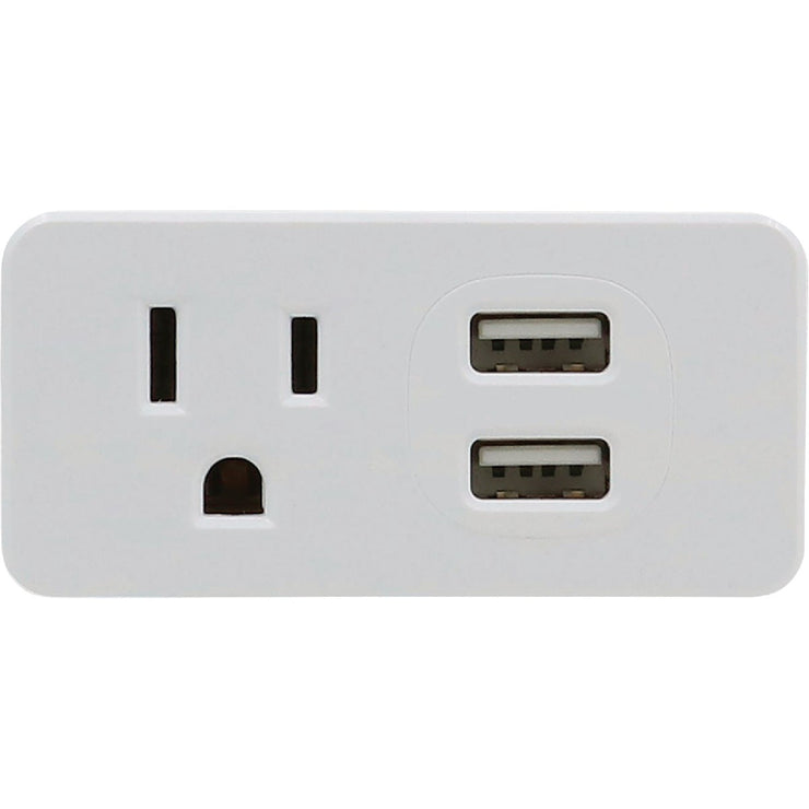 Image of Prime Wire & Cable White 15A 1-Outlet Wall Tap With 2 USB-A