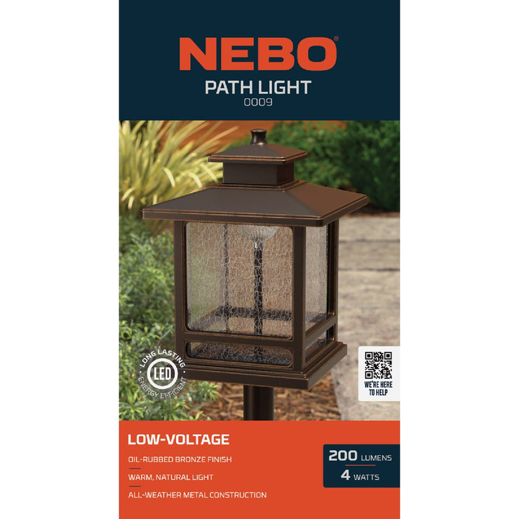 Image of Nebo LED Espresso All-Weather Metal 200 Lm. Square Crackle Glass Path Light