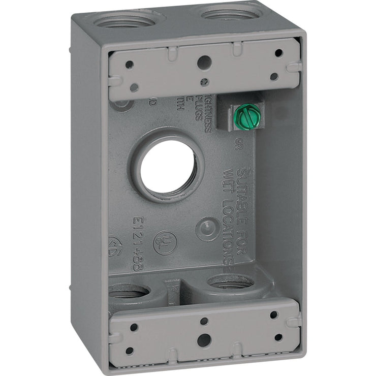 Image of Southwire Single Gang 1/2 In. 5-Hole Gray Weatherproof Junction Box