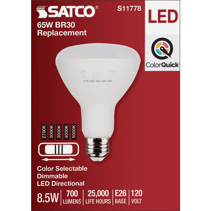 Image of Satco 65W Equivalent 5CCT-Selectable BR30 Medium Dimmable LED Floodlight Bulb