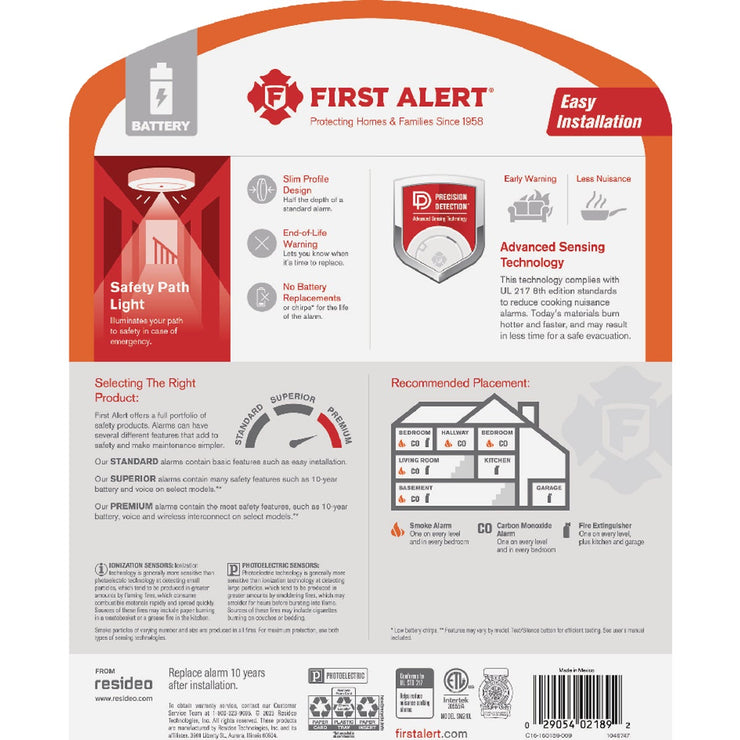 Image of First Alert 10-Year Battery Photoelectric Smoke Alarm with Safety Path Light