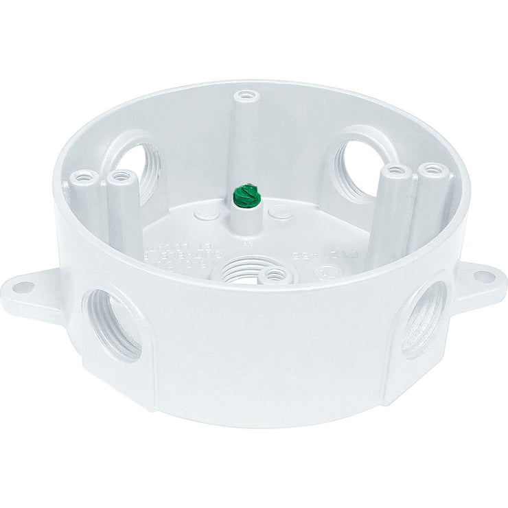 Image of Southwire 4 In. Dia. 1/2 In. 5-Outlet White Weatherproof Round Box