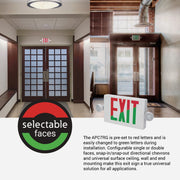 Image of Sure-Lites Red/Green Selectable Lettering Polycarbonate LED Emergency Light & Exit Sign