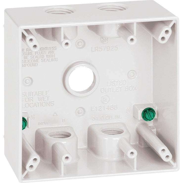 Image of Southwire Dual Gang 1/2 In. 5-Hole White Weatherproof Junction Box