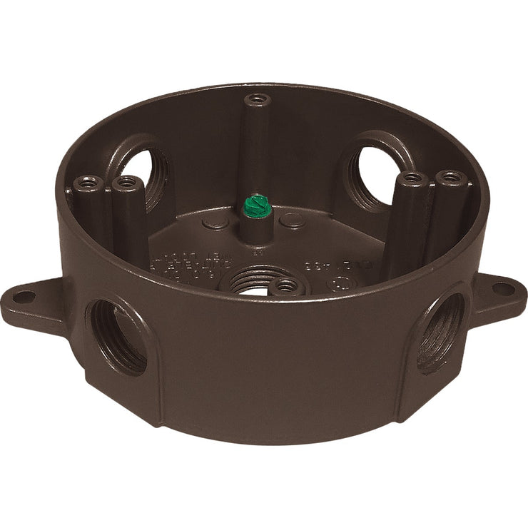 Image of Southwire 4 In. Dia. 1/2 In. 5-Outlet Bronze Weatherproof Round Box
