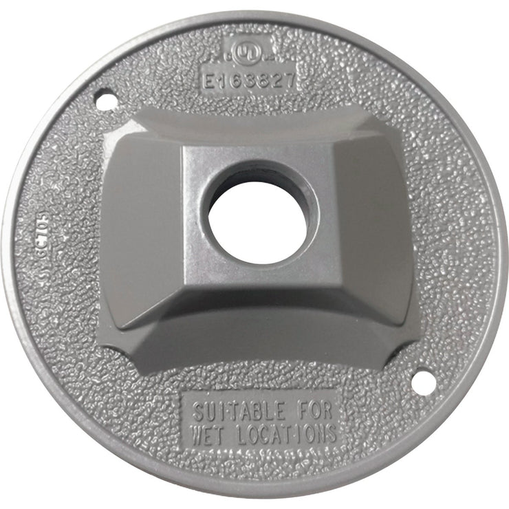 Image of Southwire Round Weatherproof 1-Hole Gray Rectangular Cover